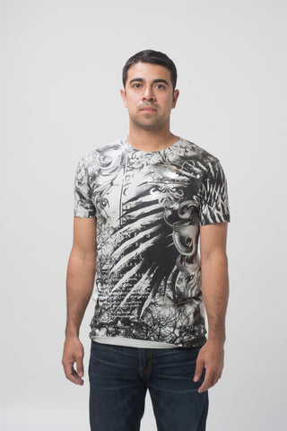 Grey Short Sleeve Generic Graphic Tee